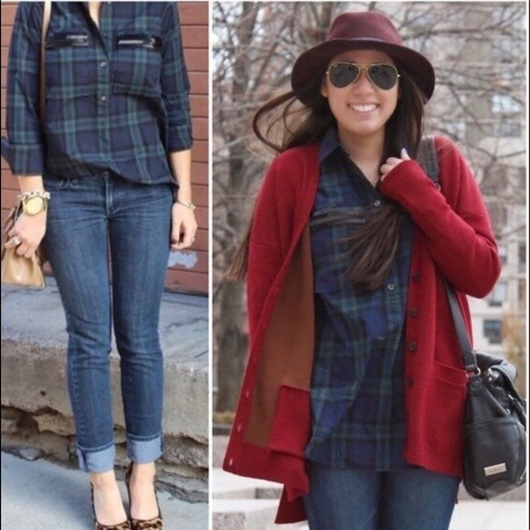 J. Crew Green Plaid Beaded Popover - Picture 4 of 4